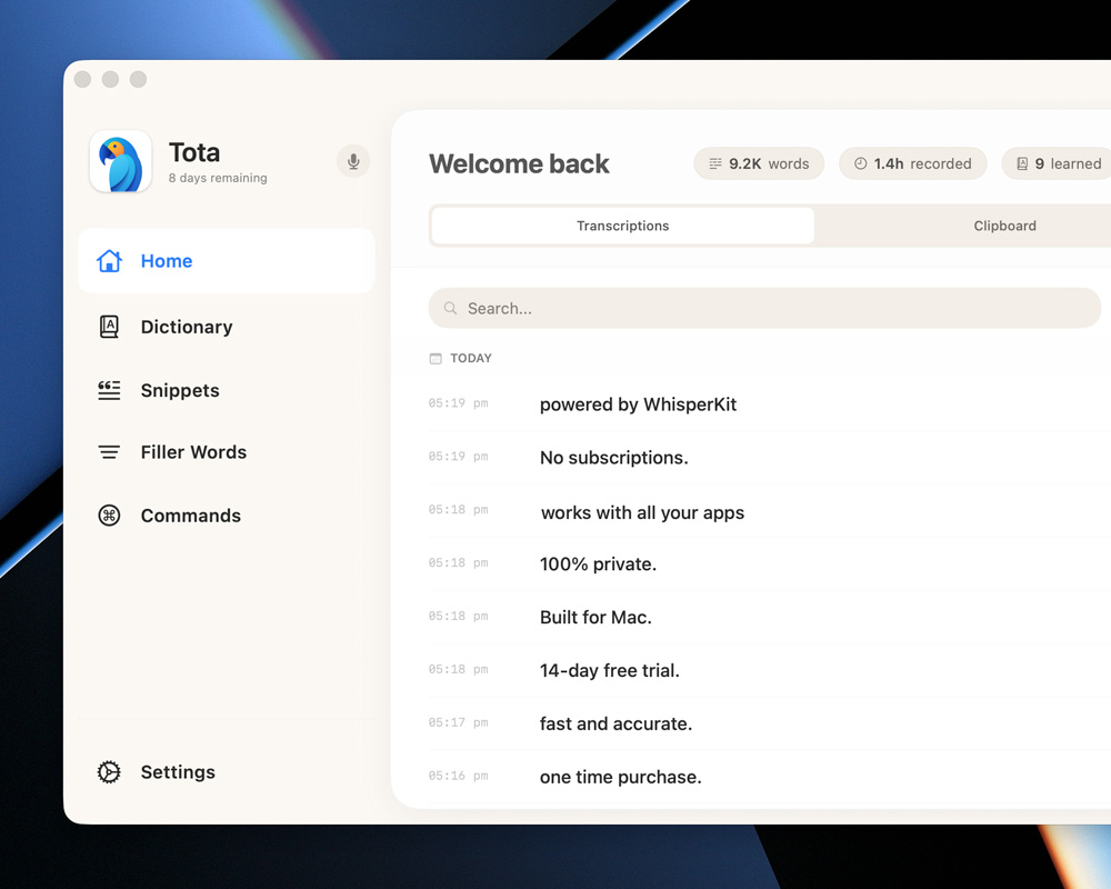 Tota macOS app